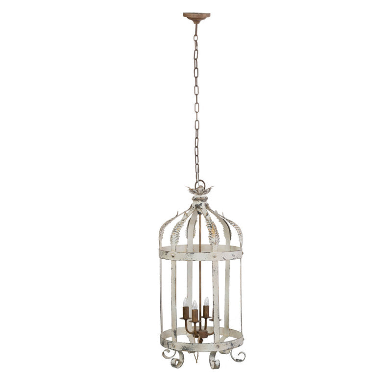 A&B Home Bundle of 5 Imre 18" x 35" 4-Light Weathered White Metal Birdcage Frame Chandelier
