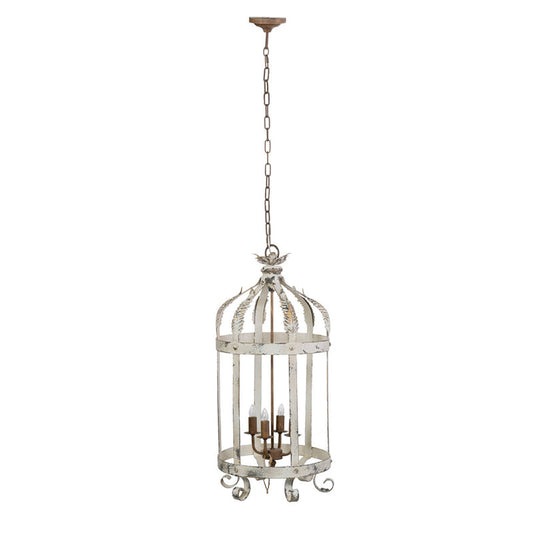 A&B Home Bundle of 5 Imre 18" x 35" 4-Light Weathered White Metal Birdcage Frame Chandelier