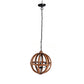 A&B Home Bundle of 5 Pratt 22" x 29" 4-Light Rich Wooden Sphere Chandelier With Black Metal Fixture