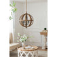 A&B Home Bundle of 5 Pratt 22" x 29" 4-Light Rich Wooden Sphere Chandelier With Black Metal Fixture
