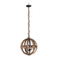 A&B Home Bundle of 5 Pratt 22" x 29" 4-Light Rich Wooden Sphere Chandelier With Black Metal Fixture