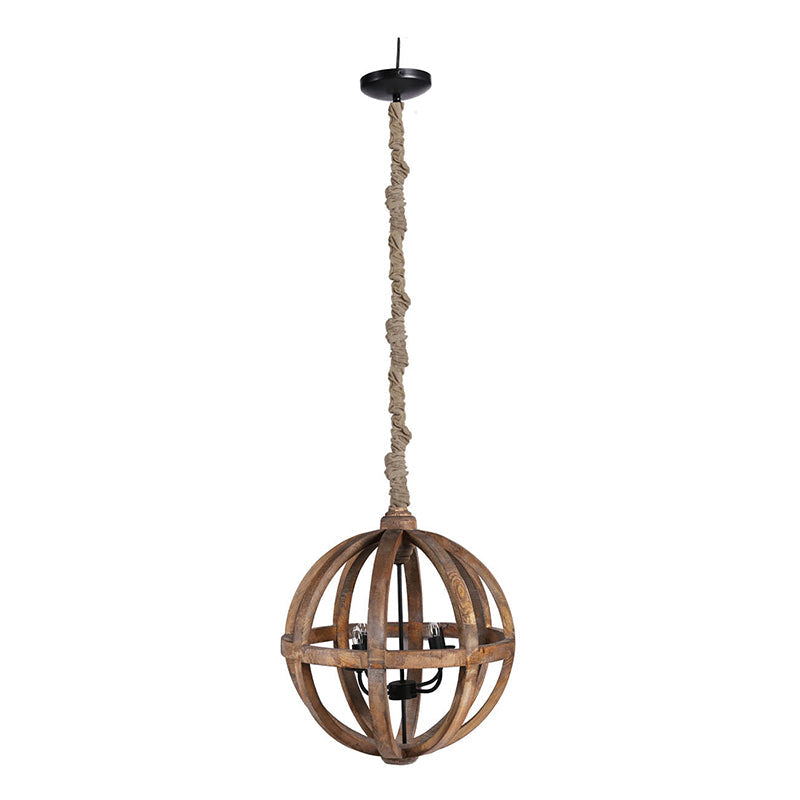A&B Home Bundle of 5 Pratt 22" x 29" 4-Light Rich Wooden Sphere Chandelier With Black Metal Fixture