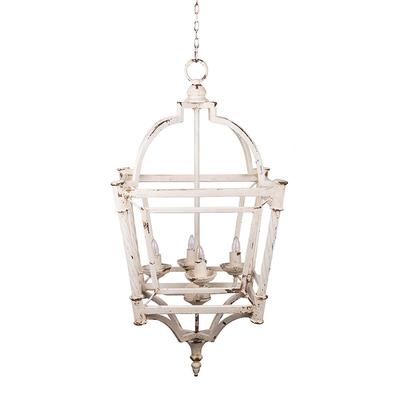 A&B Home Bundle of 6 18" x 35" 4-Light Antique White Bird Cage Design Chandelier