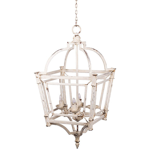 A&B Home Bundle of 6 18" x 35" 4-Light Antique White Bird Cage Design Chandelier