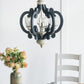 A&B Home Bundle of 6 21" x 24" 6-Light Blue and White Classic Curves Wooden Chandelier