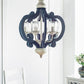 A&B Home Bundle of 6 21" x 24" 6-Light Blue and White Classic Curves Wooden Chandelier