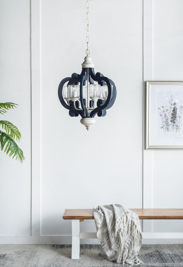 A&B Home Bundle of 6 21" x 24" 6-Light Blue and White Classic Curves Wooden Chandelier