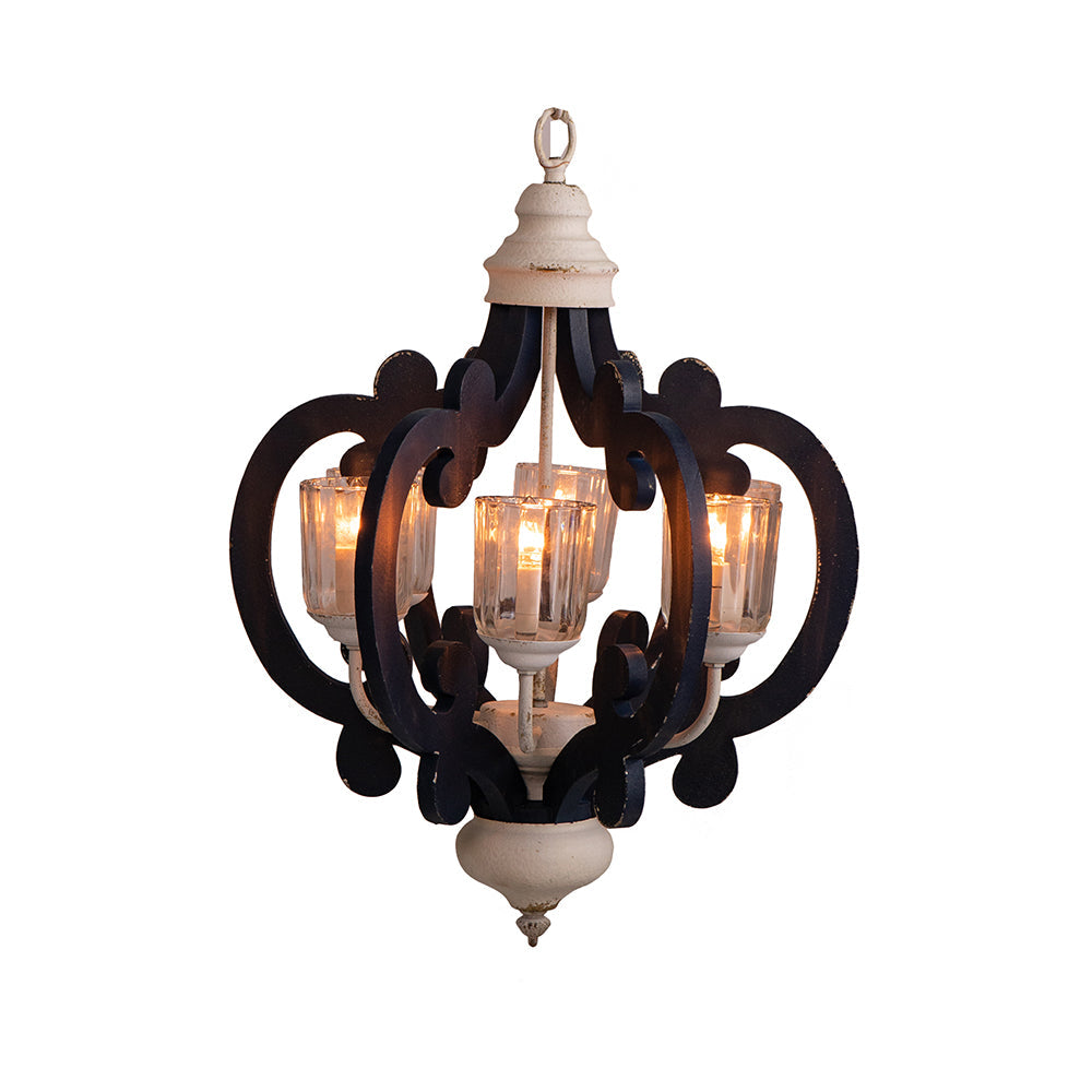 A&B Home Bundle of 6 21" x 24" 6-Light Blue and White Classic Curves Wooden Chandelier