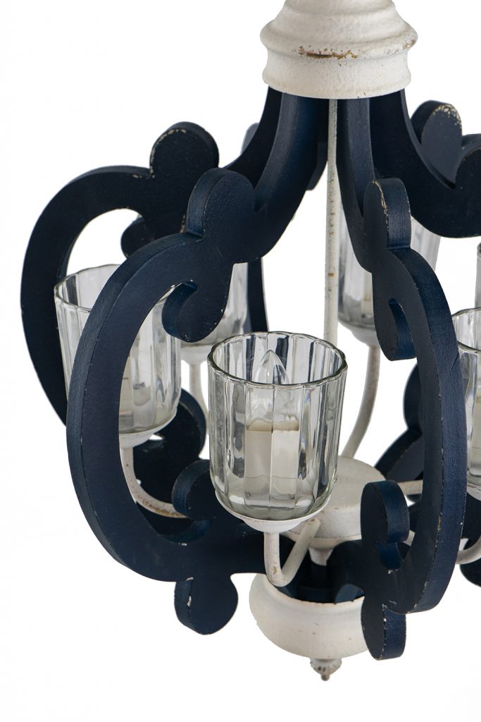 A&B Home Bundle of 6 21" x 24" 6-Light Blue and White Classic Curves Wooden Chandelier