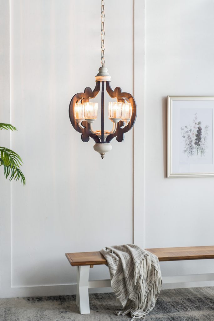 A&B Home Bundle of 6 21" x 24" 6-Light Blue and White Classic Curves Wooden Chandelier