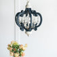 A&B Home Bundle of 6 21" x 24" 6-Light Blue and White Classic Curves Wooden Chandelier