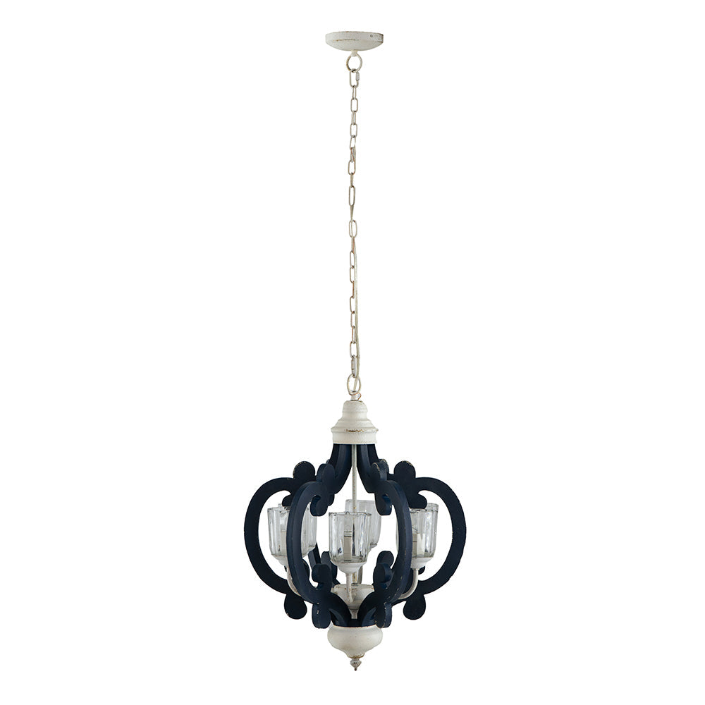 A&B Home Bundle of 6 21" x 24" 6-Light Blue and White Classic Curves Wooden Chandelier