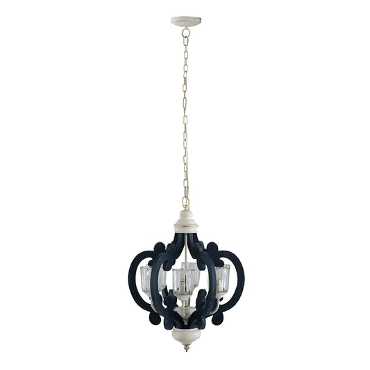 A&B Home Bundle of 6 21" x 24" 6-Light Blue and White Classic Curves Wooden Chandelier