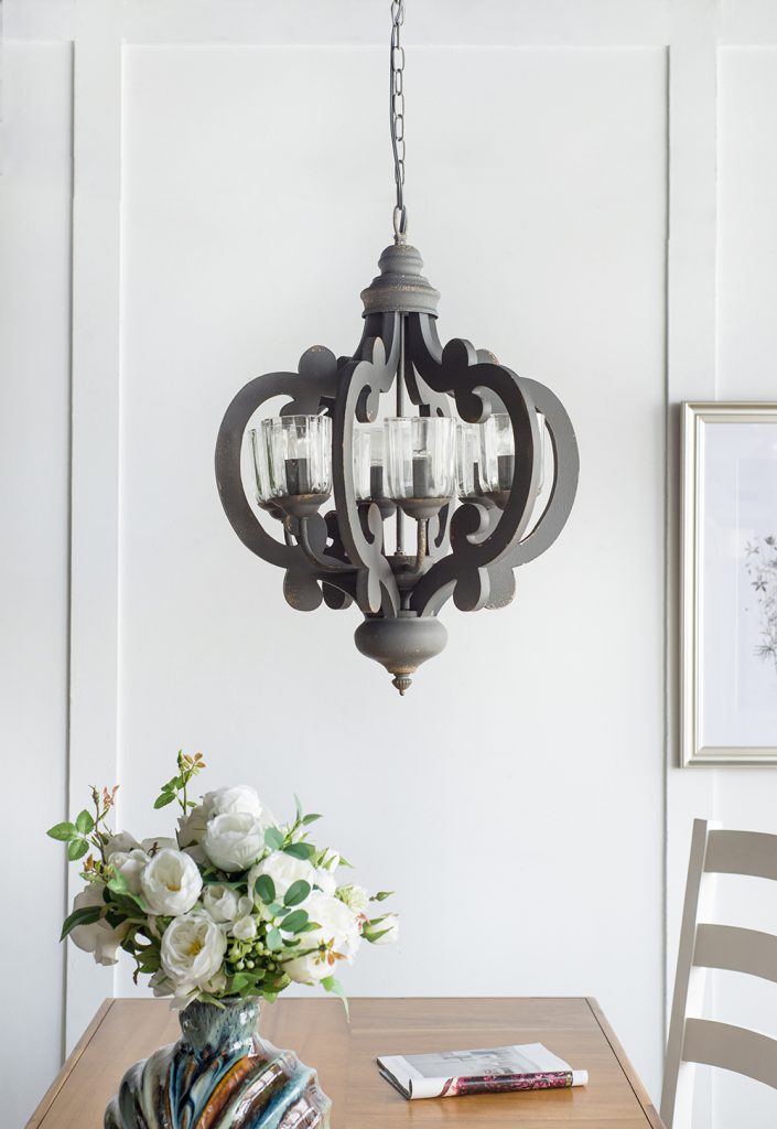 A&B Home Bundle of 6 21" x 24" 6-Light Charcoal Gray Classic Curves Wooden Chandelier