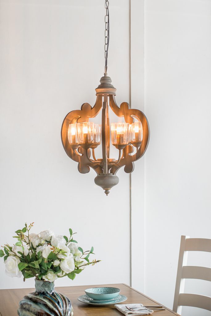 A&B Home Bundle of 6 21" x 24" 6-Light Charcoal Gray Classic Curves Wooden Chandelier
