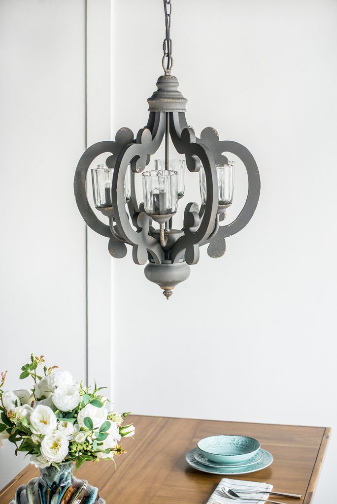 A&B Home Bundle of 6 21" x 24" 6-Light Charcoal Gray Classic Curves Wooden Chandelier