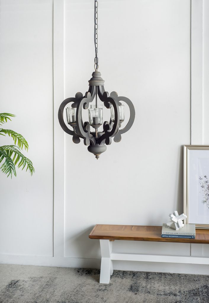 A&B Home Bundle of 6 21" x 24" 6-Light Charcoal Gray Classic Curves Wooden Chandelier