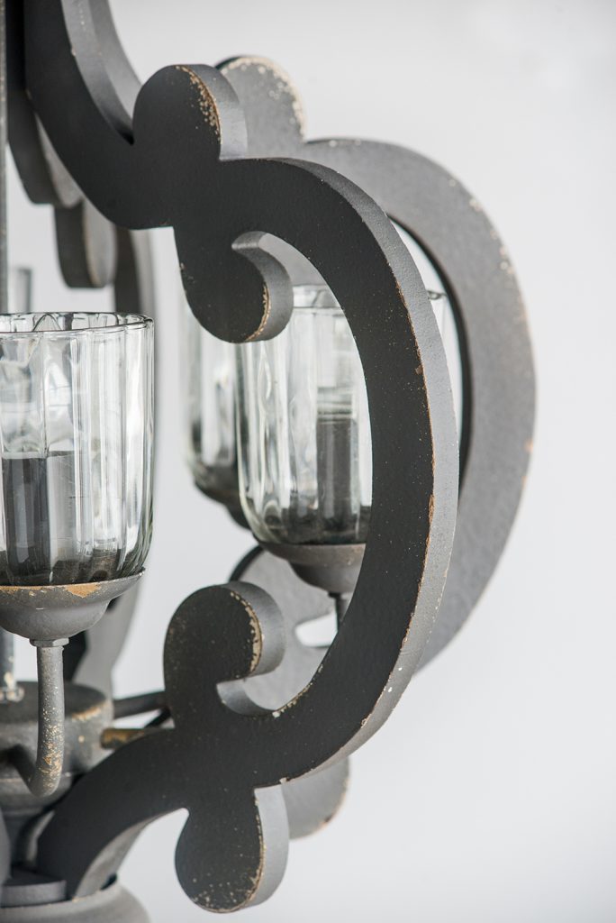 A&B Home Bundle of 6 21" x 24" 6-Light Charcoal Gray Classic Curves Wooden Chandelier