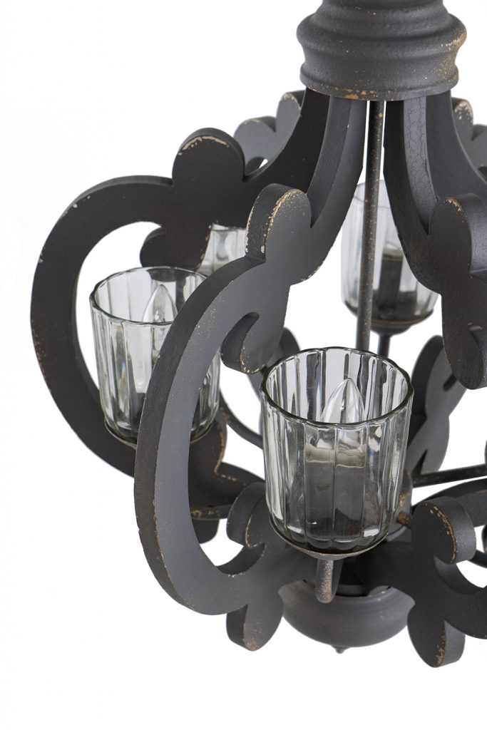 A&B Home Bundle of 6 21" x 24" 6-Light Charcoal Gray Classic Curves Wooden Chandelier
