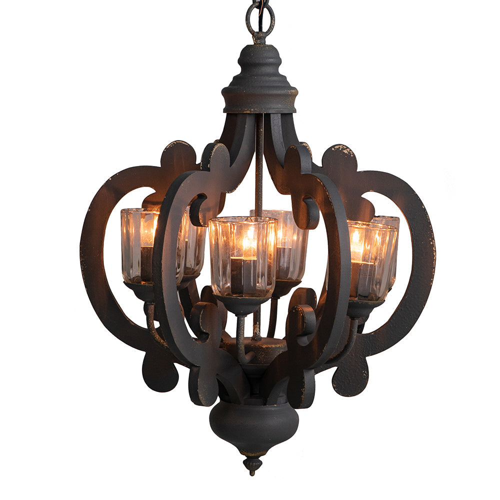 A&B Home Bundle of 6 21" x 24" 6-Light Charcoal Gray Classic Curves Wooden Chandelier