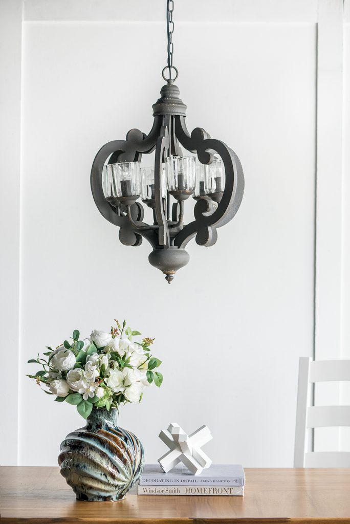 A&B Home Bundle of 6 21" x 24" 6-Light Charcoal Gray Classic Curves Wooden Chandelier