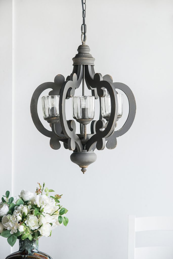 A&B Home Bundle of 6 21" x 24" 6-Light Charcoal Gray Classic Curves Wooden Chandelier