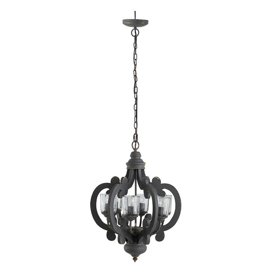 A&B Home Bundle of 6 21" x 24" 6-Light Charcoal Gray Classic Curves Wooden Chandelier