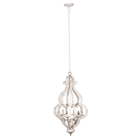 A&B Home Bundle of 6 21" x 38" 6-Light Distressed White Wooden Chandelier