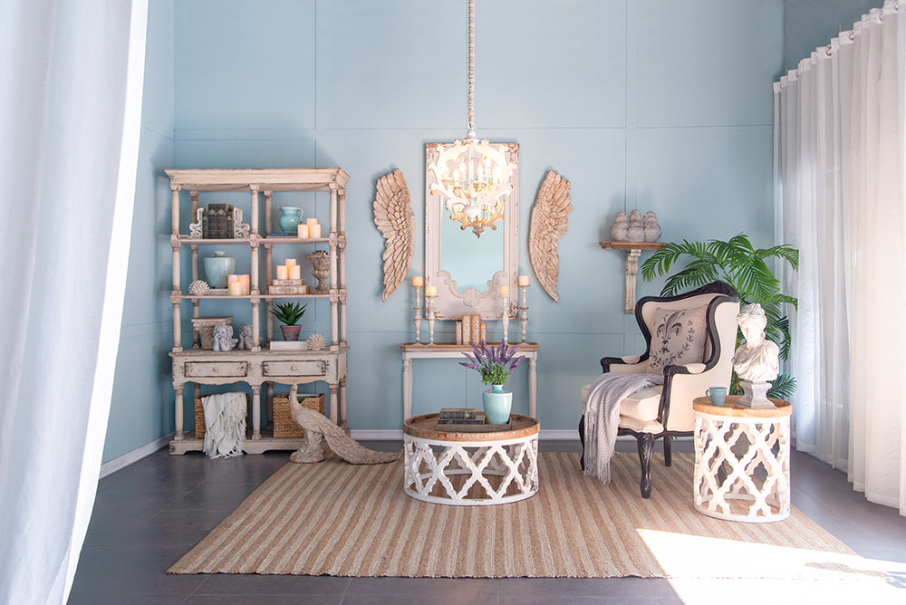 A&B Home Bundle of 6 25" x 26" 4-Light Weathered White Wooden Frame Chandelier