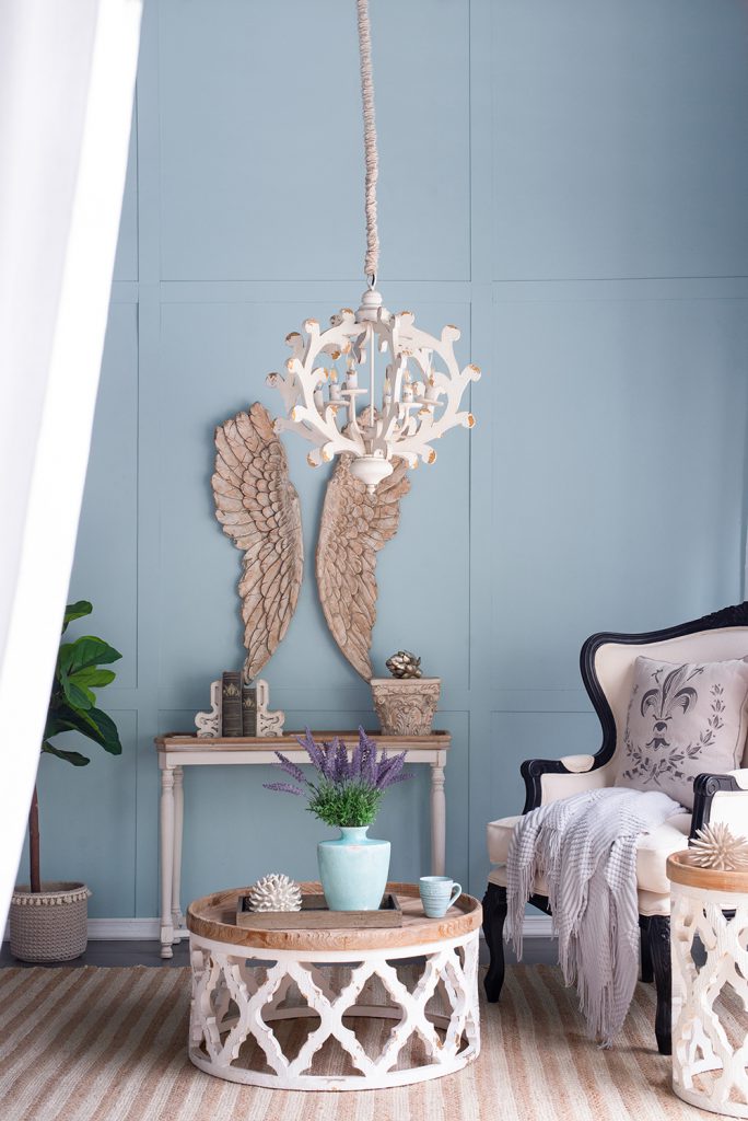 A&B Home Bundle of 6 25" x 26" 4-Light Weathered White Wooden Frame Chandelier