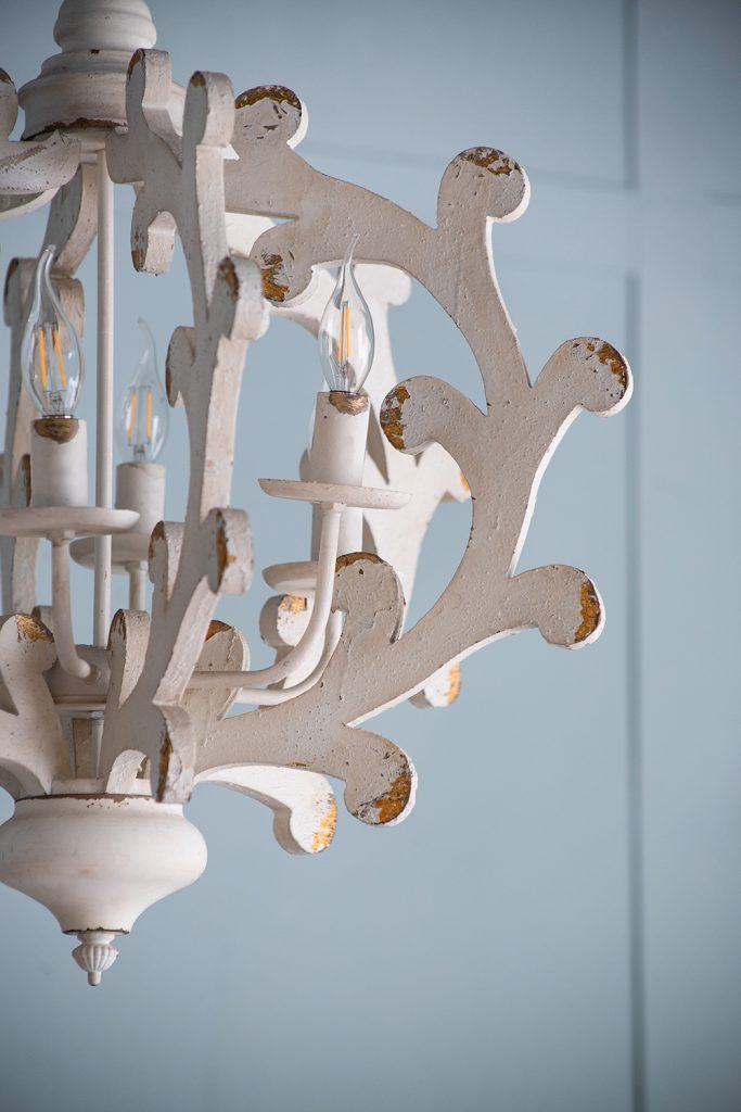A&B Home Bundle of 6 25" x 26" 4-Light Weathered White Wooden Frame Chandelier