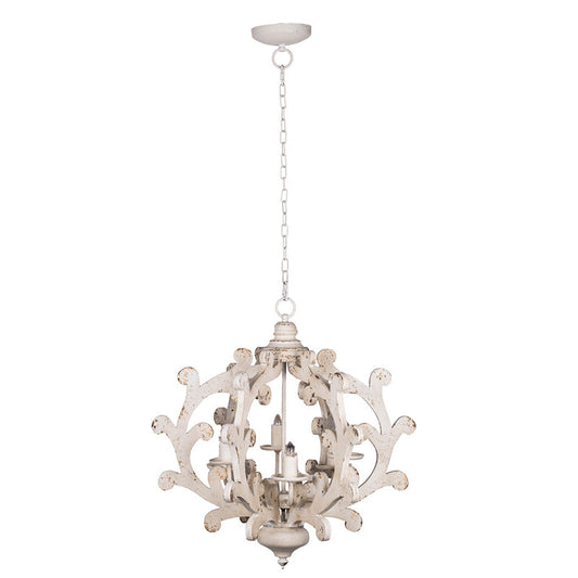 A&B Home Bundle of 6 25" x 26" 4-Light Weathered White Wooden Frame Chandelier