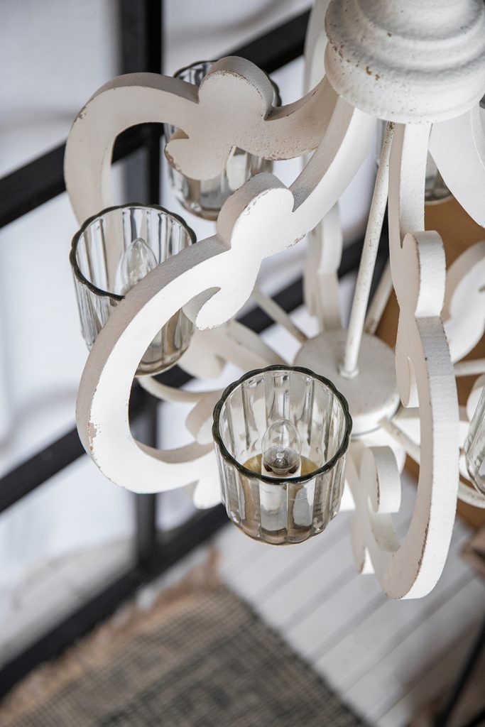 A&B Home Bundle of 6 Baroda 21" x 24" 6-Light Distressed Cream Wooden Chandelier With Glass
