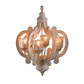 A&B Home Bundle of 6 Baroda 21" x 24" 6-Light Distressed Cream Wooden Chandelier With Glass