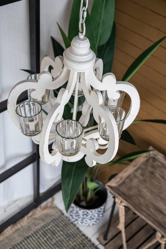 A&B Home Bundle of 6 Baroda 21" x 24" 6-Light Distressed Cream Wooden Chandelier With Glass