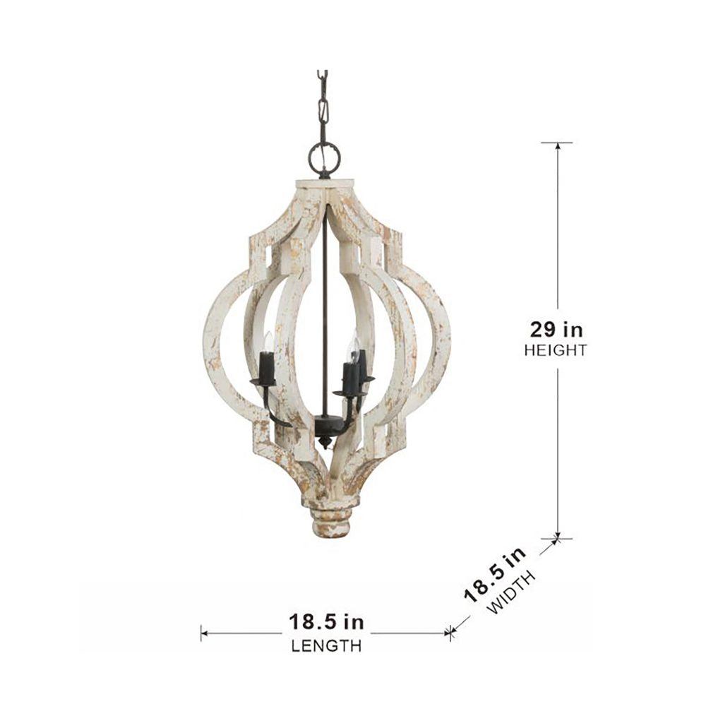 A&B Home Bundle of 6 Bellamy 16" x 30" Distressed White and Wood Chandelier