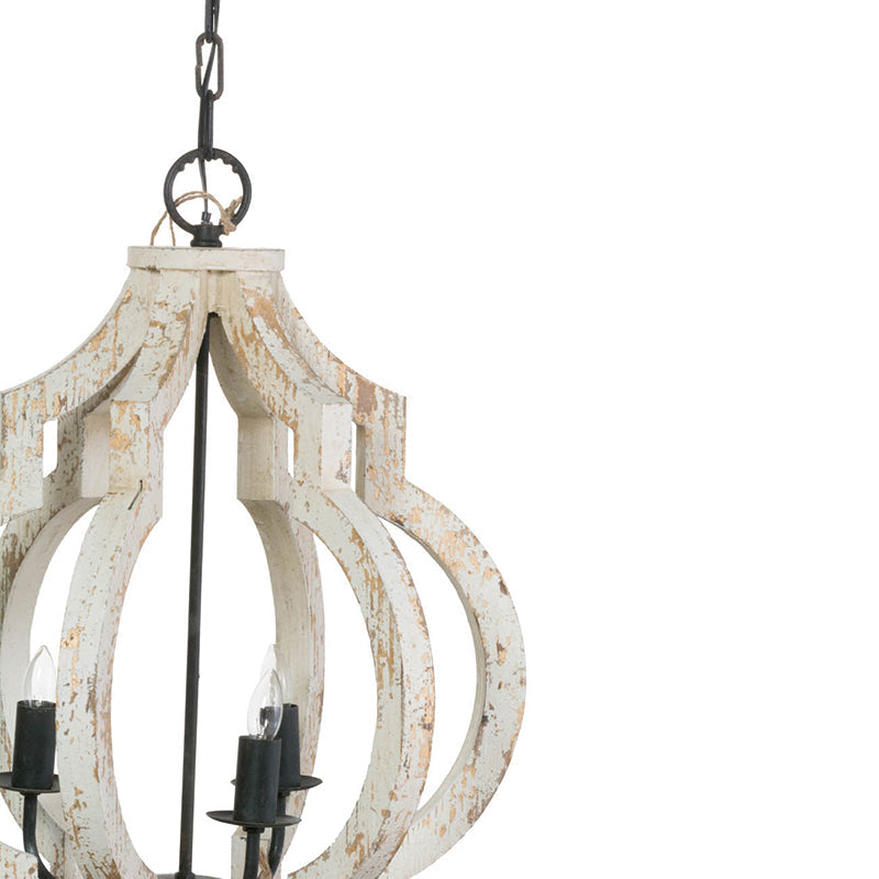 A&B Home Bundle of 6 Bellamy 16" x 30" Distressed White and Wood Chandelier