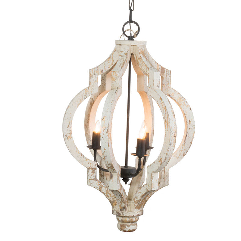 A&B Home Bundle of 6 Bellamy 16" x 30" Distressed White and Wood Chandelier