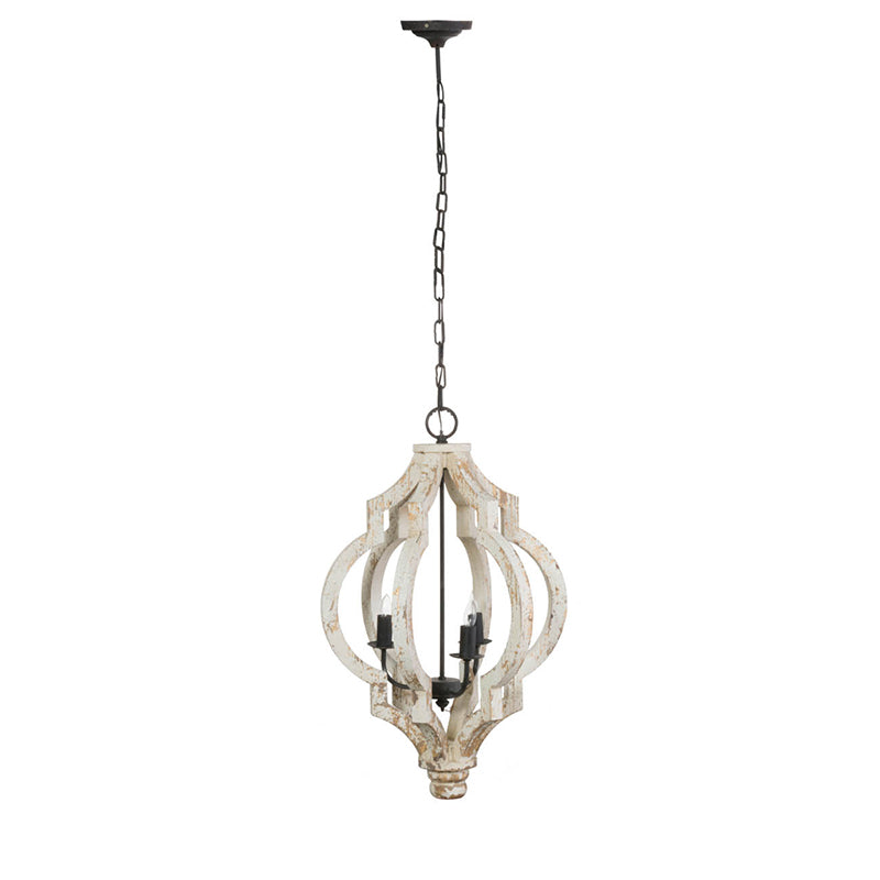 A&B Home Bundle of 6 Bellamy 16" x 30" Distressed White and Wood Chandelier