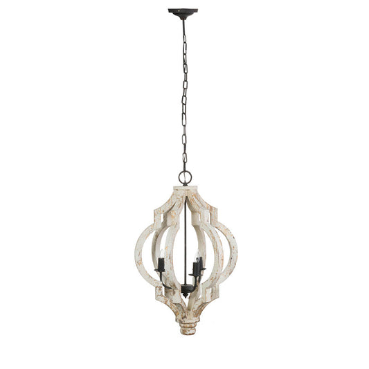 A&B Home Bundle of 6 Bellamy 16" x 30" Distressed White and Wood Chandelier