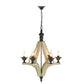 A&B Home Bundle of 6 Harper 22" x 32" 6-Light Distressed White Wood Chandelier With Black Metal Fixture