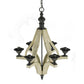 A&B Home Bundle of 6 Harper 22" x 32" 6-Light Distressed White Wood Chandelier With Black Metal Fixture