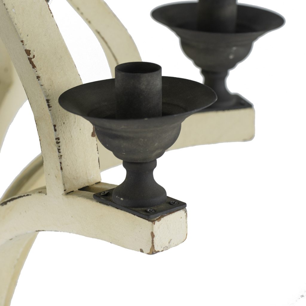A&B Home Bundle of 6 Harper 22" x 32" 6-Light Distressed White Wood Chandelier With Black Metal Fixture