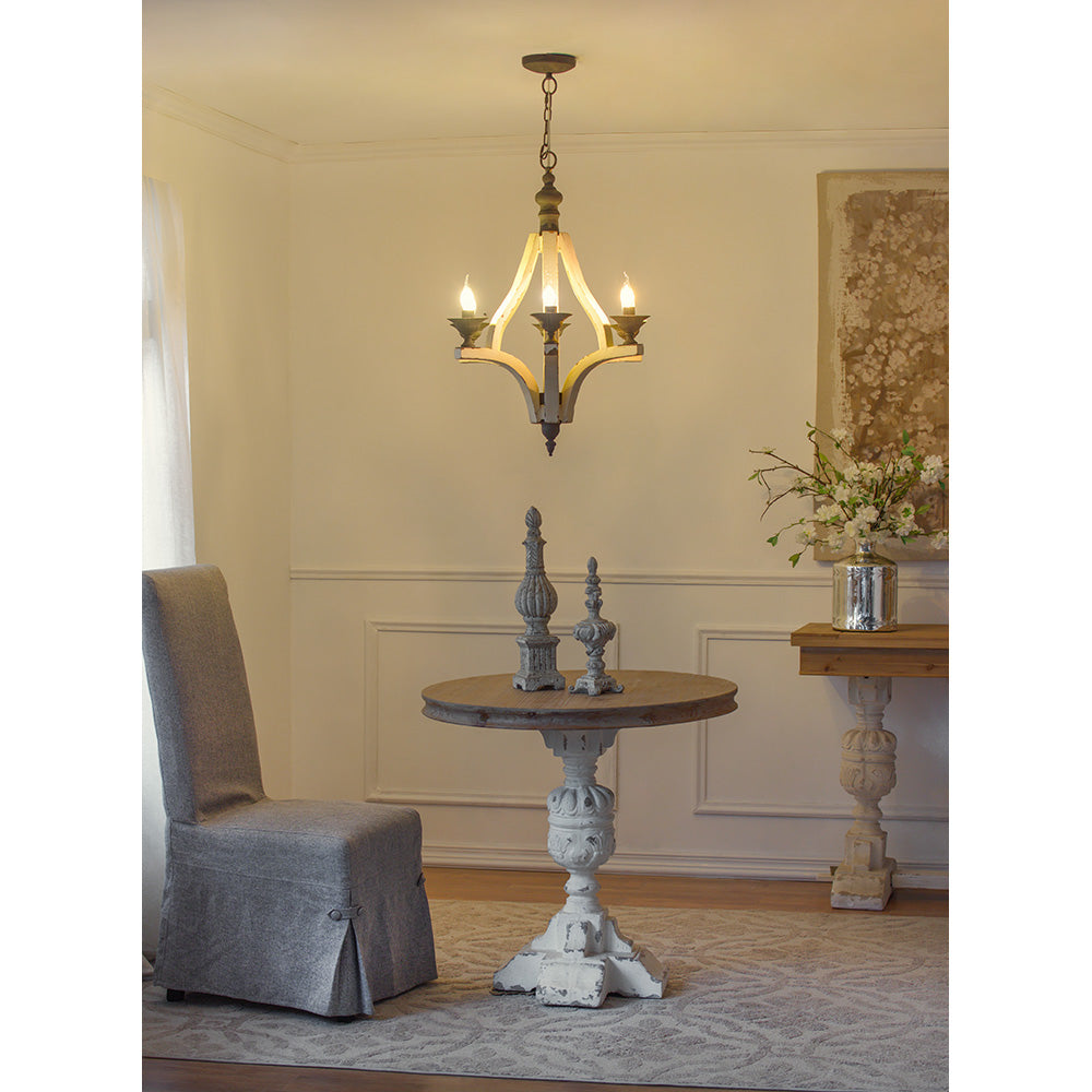 A&B Home Bundle of 6 Harper 22" x 32" 6-Light Distressed White Wood Chandelier With Black Metal Fixture