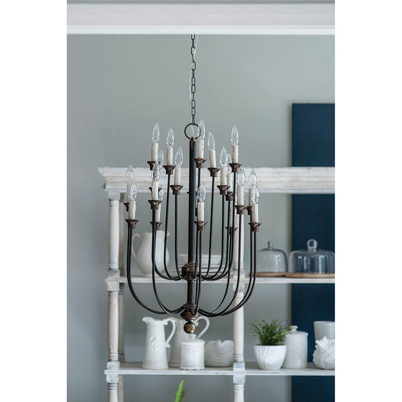 A&B Home Bundle of 6 Langley 22" x 30" 16-Light Natural Hardwood and Iron Chandelier