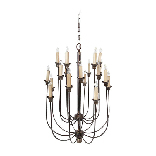 A&B Home Bundle of 6 Langley 22" x 30" 16-Light Natural Hardwood and Iron Chandelier