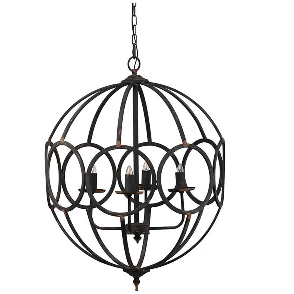 A&B Home Bundle of 6 Malin 22" x 29" 4-Light Matte Black Orb Metal Chandelier