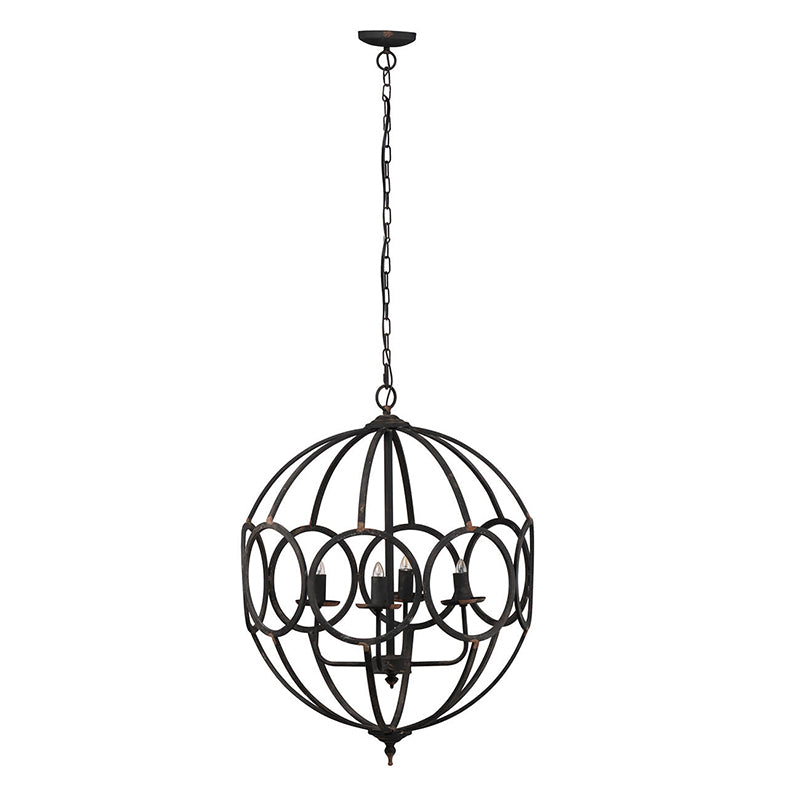 A&B Home Bundle of 6 Malin 22" x 29" 4-Light Matte Black Orb Metal Chandelier
