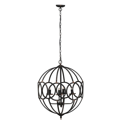 A&B Home Bundle of 6 Malin 22" x 29" 4-Light Matte Black Orb Metal Chandelier