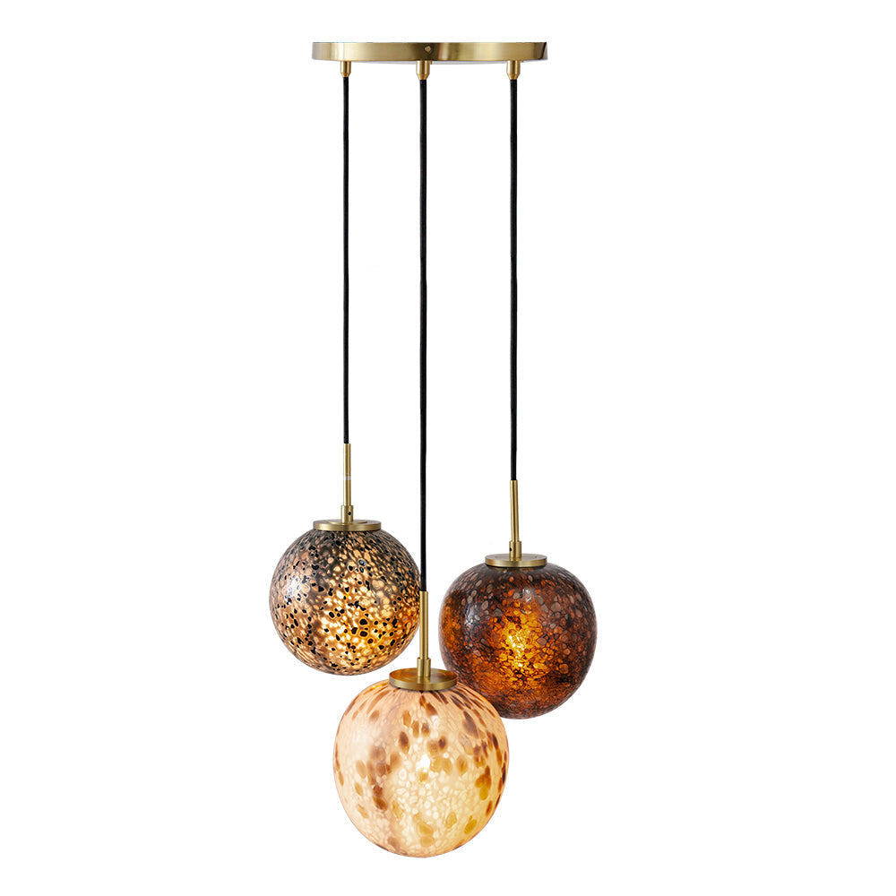 A&B Home Bundle of 6 Meri 20" x 88" 3-Light Blue Toned Glass Orb Pendant Lighting